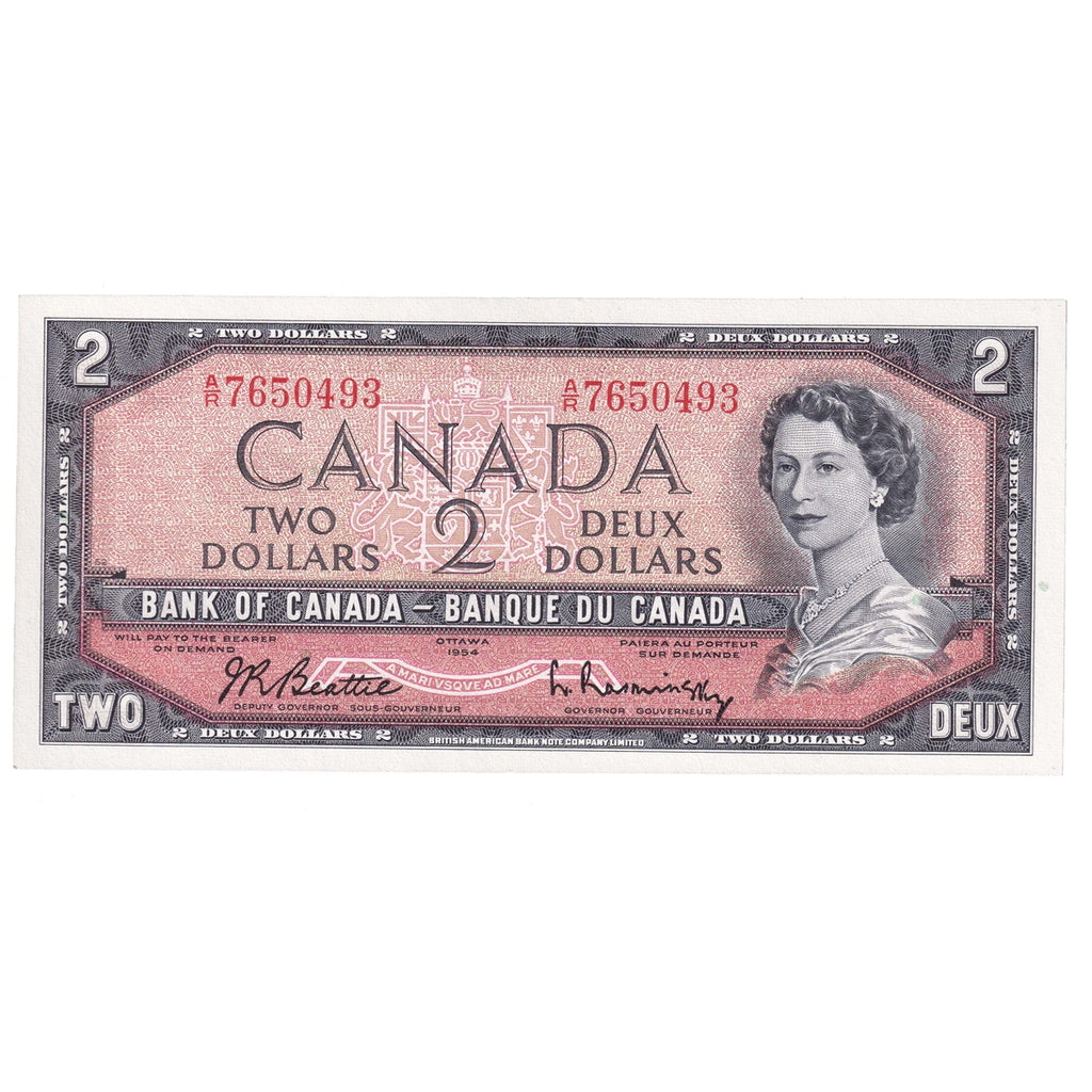 BC-38b 1954 Canada $2 Beattie-Rasminsky, A/R, Choice Uncirculated (CUNC63)