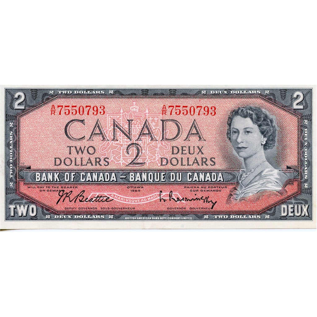 BC-38b 1954 Canada $2 Beattie-Rasminsky, A/R, EF-AU (EF45)