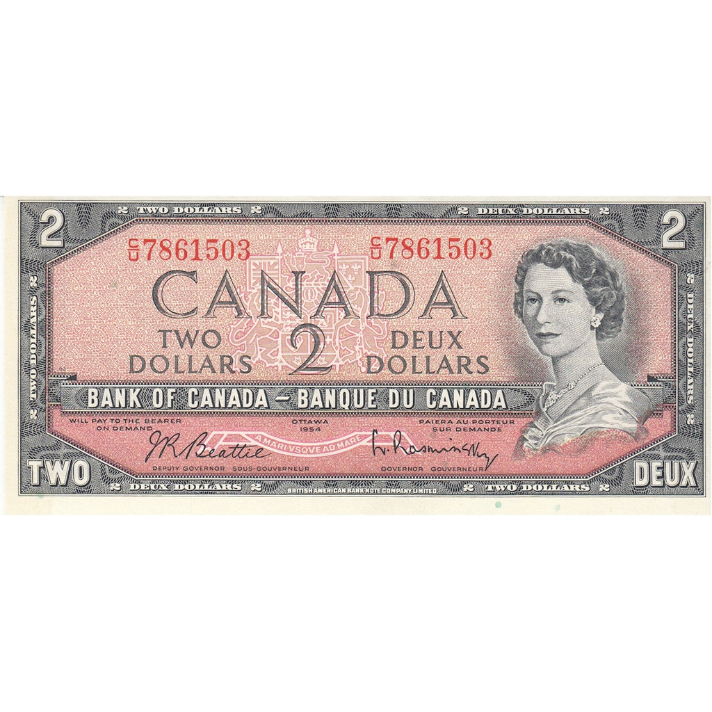 BC-38b 1954 Canada $2 Beattie-Rasminsky, C/U, Uncirculated (MS60)