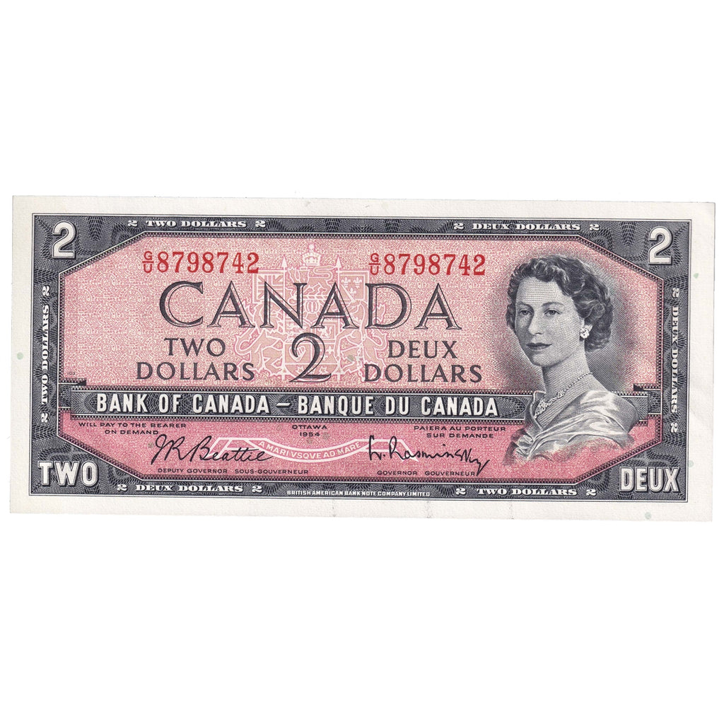 BC-38b 1954 Canada $2 Beattie-Rasminsky, G/U, Choice Uncirculated (CUNC63)