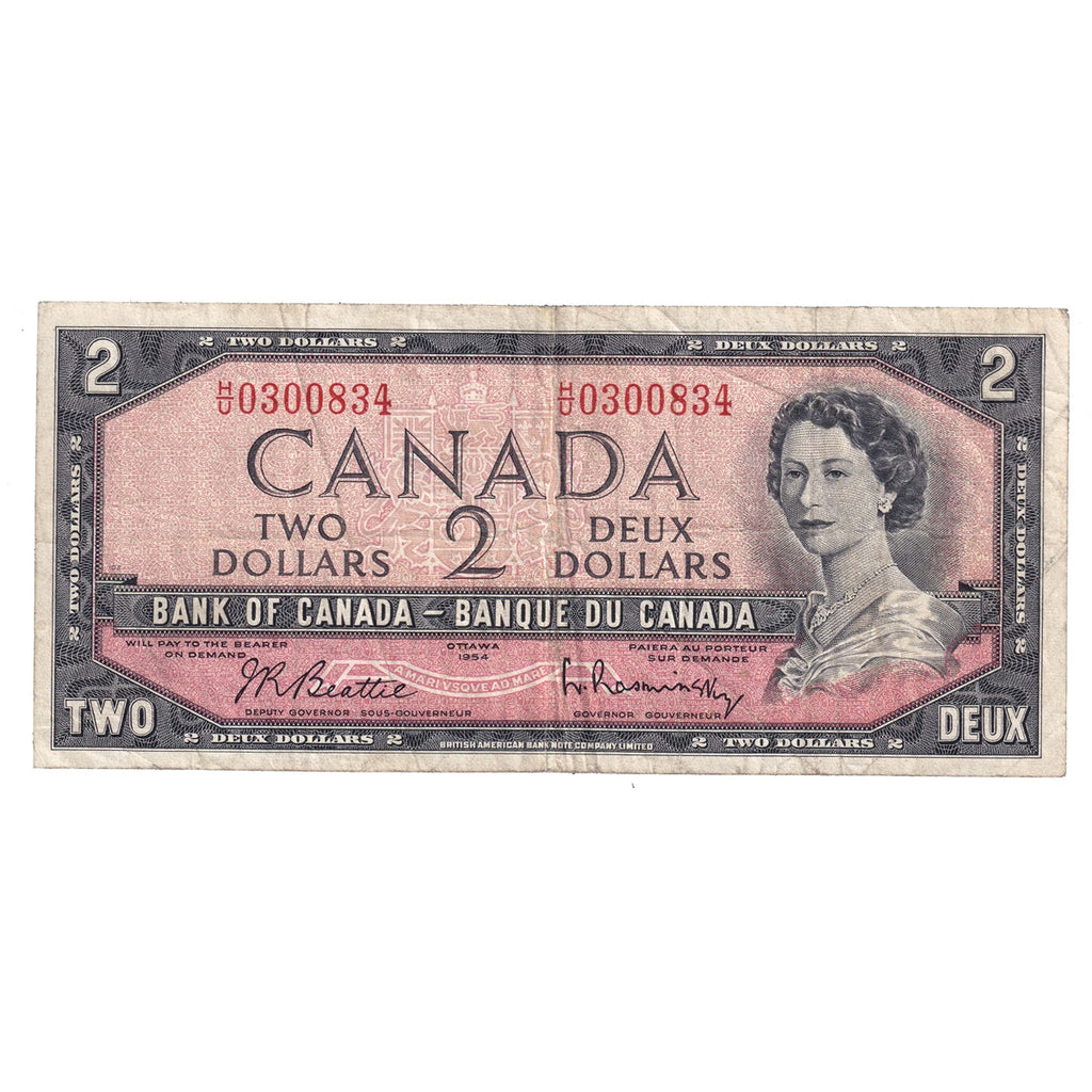 BC-38b 1954 Canada $2 Beattie-Rasminsky, H/U, CIRC