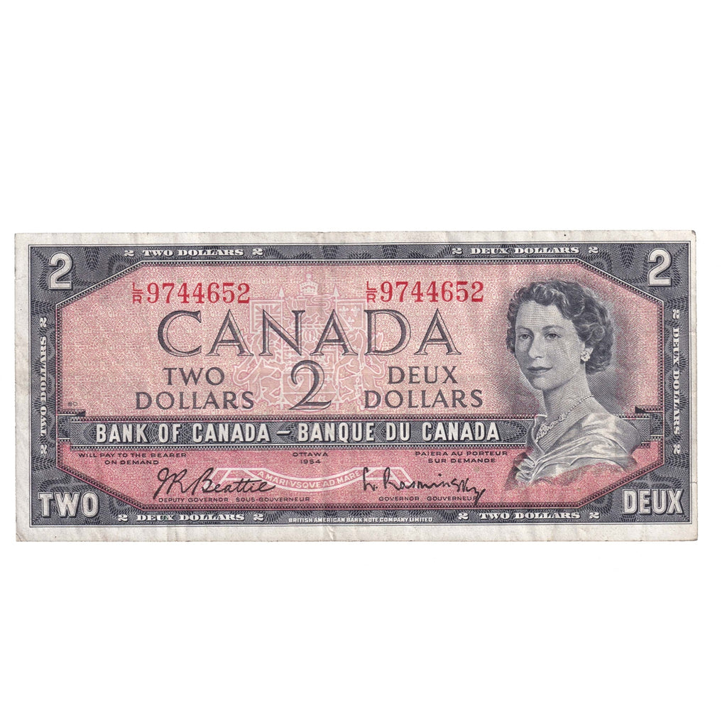 BC-38b 1954 Canada $2 Beattie-Rasminsky, L/R, CIRC