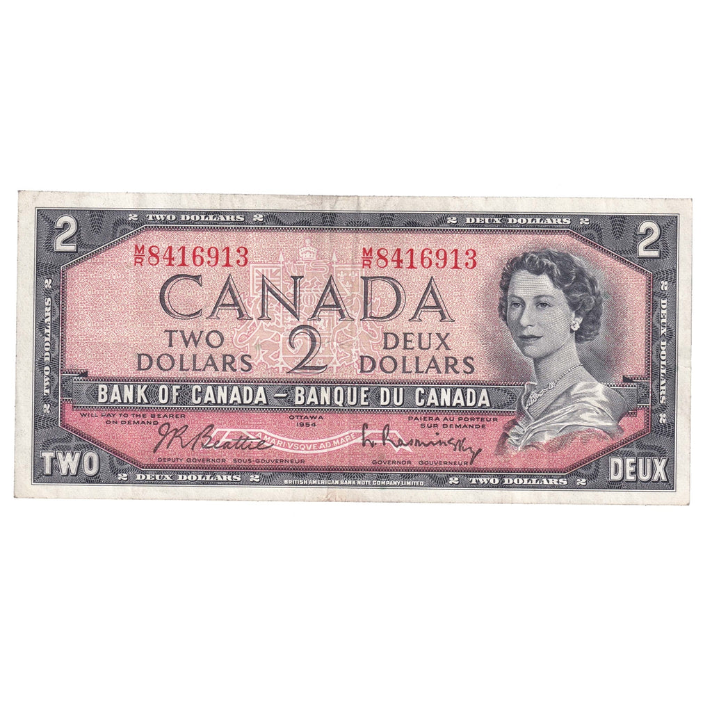 BC-38b 1954 Canada $2 Beattie-Rasminsky, M/R, CIRC