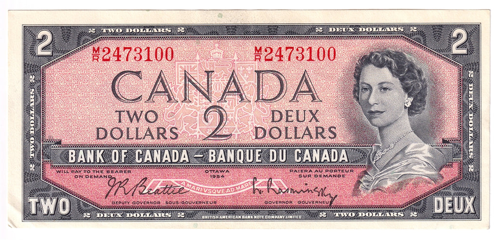 BC-38b 1954 Canada $2 Beattie-Rasminsky, M/R, EF-AU (EF45)