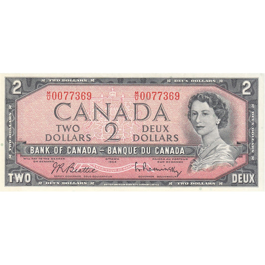 BC-38b 1954 Canada $2 Beattie-Rasminsky, M/U, AU