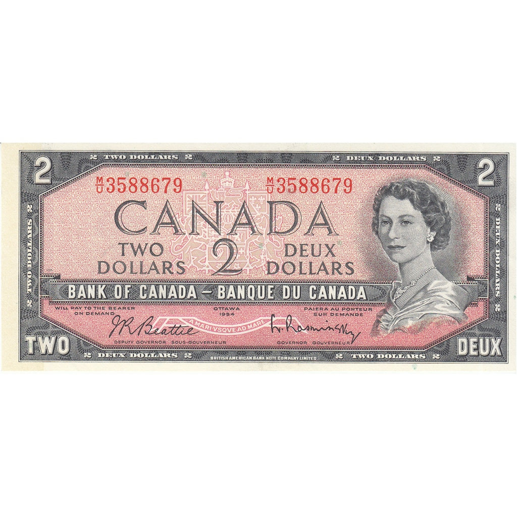 BC-38b 1954 Canada $2 Beattie-Rasminsky, M/U, Uncirculated (MS60)