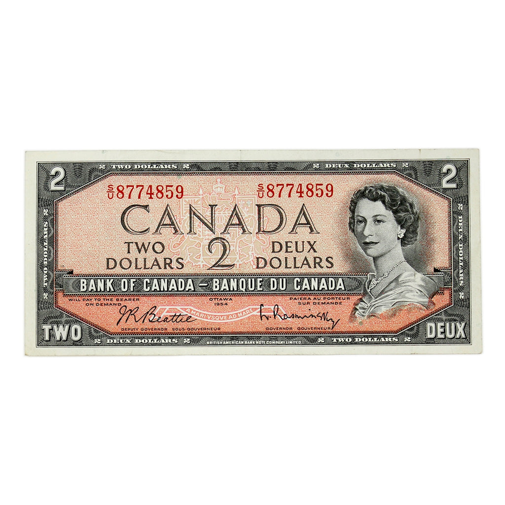 BC-38b 1954 Canada $2 Beattie-Rasminsky, S/U, CIRC