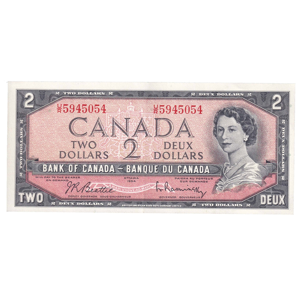 BC-38b 1954 Canada $2 Beattie-Rasminsky, U/R, EF-AU (EF45)