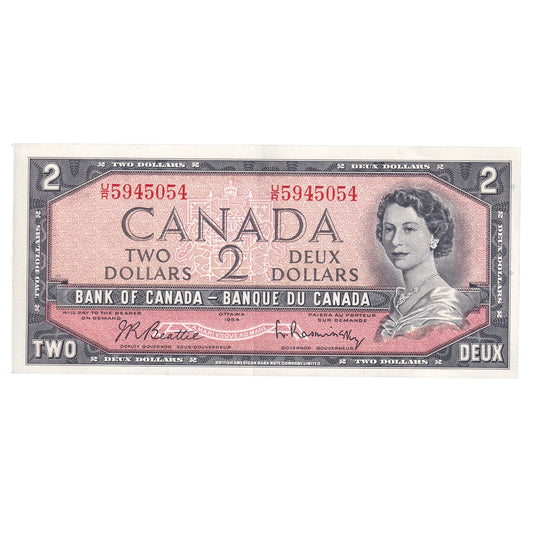 BC-38b 1954 Canada $2 Beattie-Rasminsky, U/R, EF-AU (EF45)