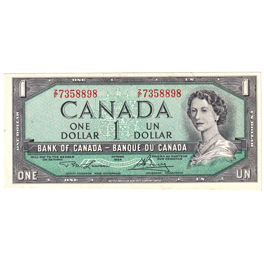 BC-37d 1954 Canada $1 Lawson-Bouey, Z/F, Extra Fine (EF40)