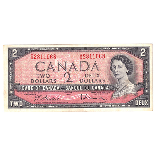 BC-38b 1954 Canada $2 Beattie-Rasminsky, X/U, Extra Fine (EF40)