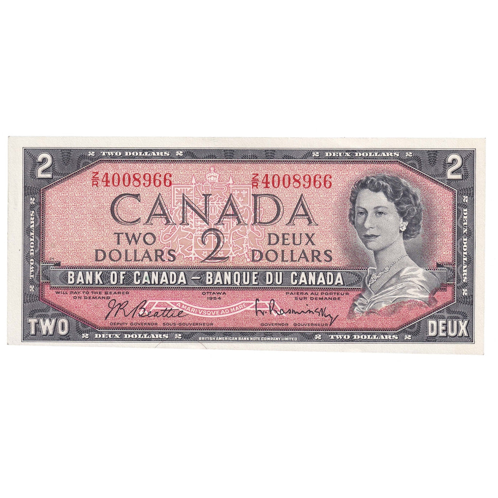BC-38b 1954 Canada $2 Beattie-Rasminsky, Z/R, Uncirculated (MS60)