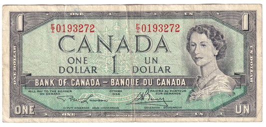 BC-37d 1954 Canada $1 Lawson-Bouey, E/I, Circ
