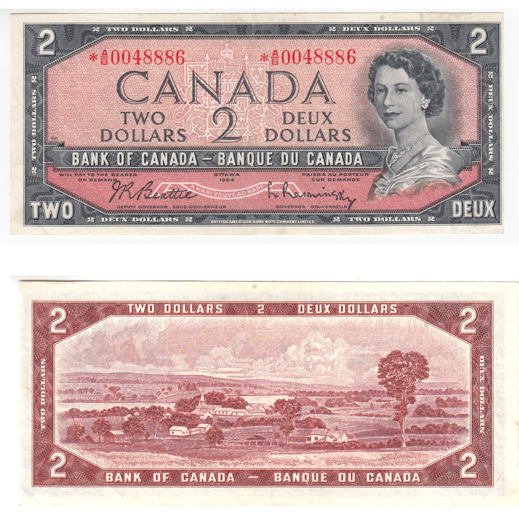 BC-38bA 1954 Canada $2 Beattie-Rasminsky, *A/B, Very Fine (VF20)