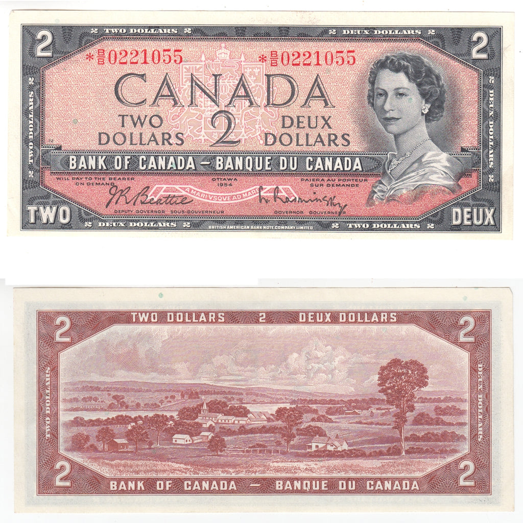 BC-38bA 1954 Canada $2 Beattie-Rasminsky, *B/B, AU-UNC (AU55)