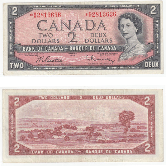 BC-38bA 1954 Canada $2 Beattie-Rasminsky, *B/B, Very Fine (VF20)
