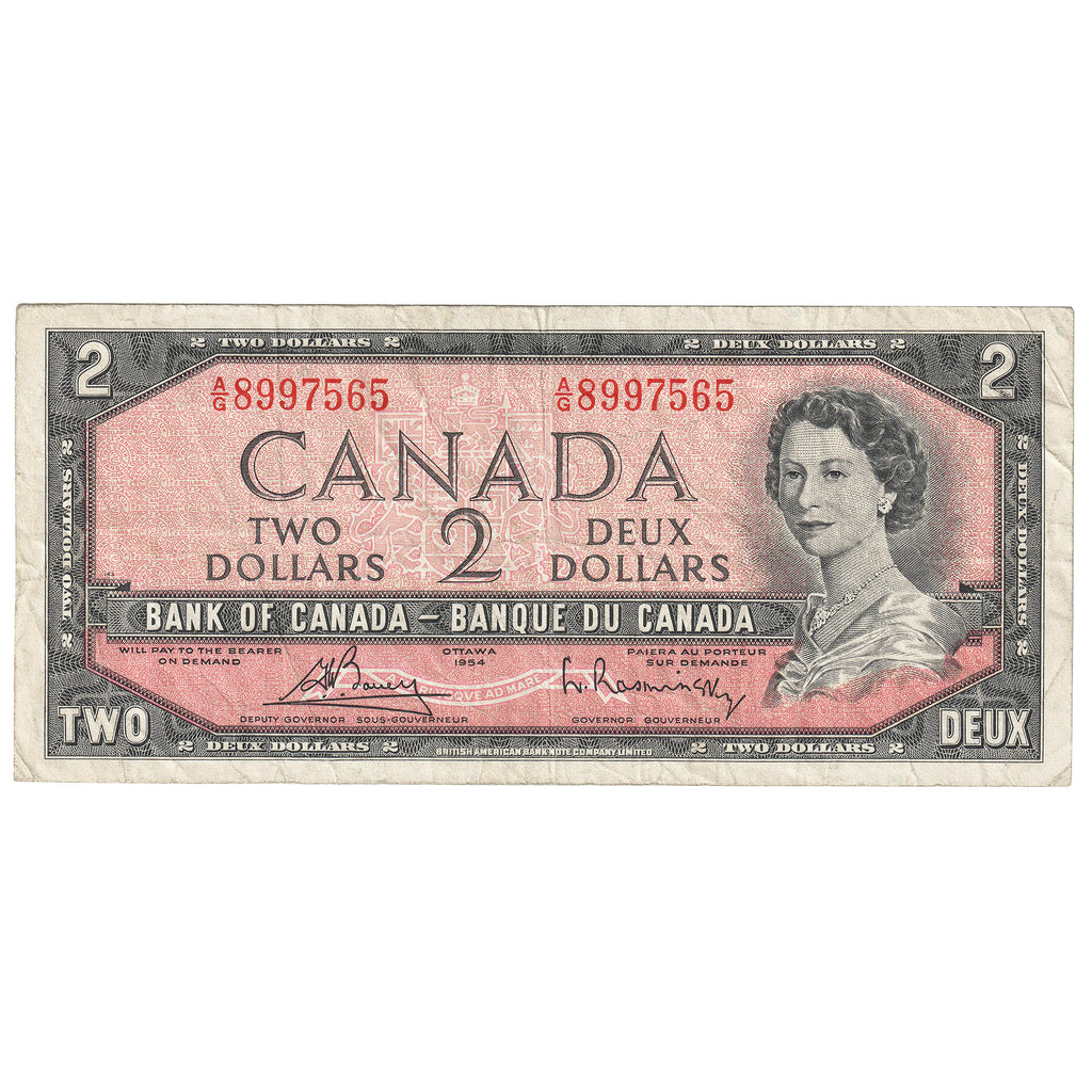 BC-38c 1954 Canada $2 Bouey-Rasminsky, A/G, F