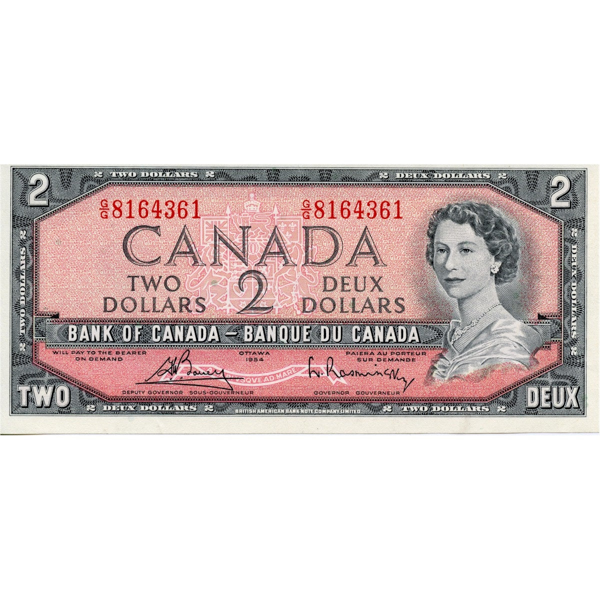 BC-38c 1954 Canada $2 Bouey-Rasminsky, G/G, Uncirculated (MS60)