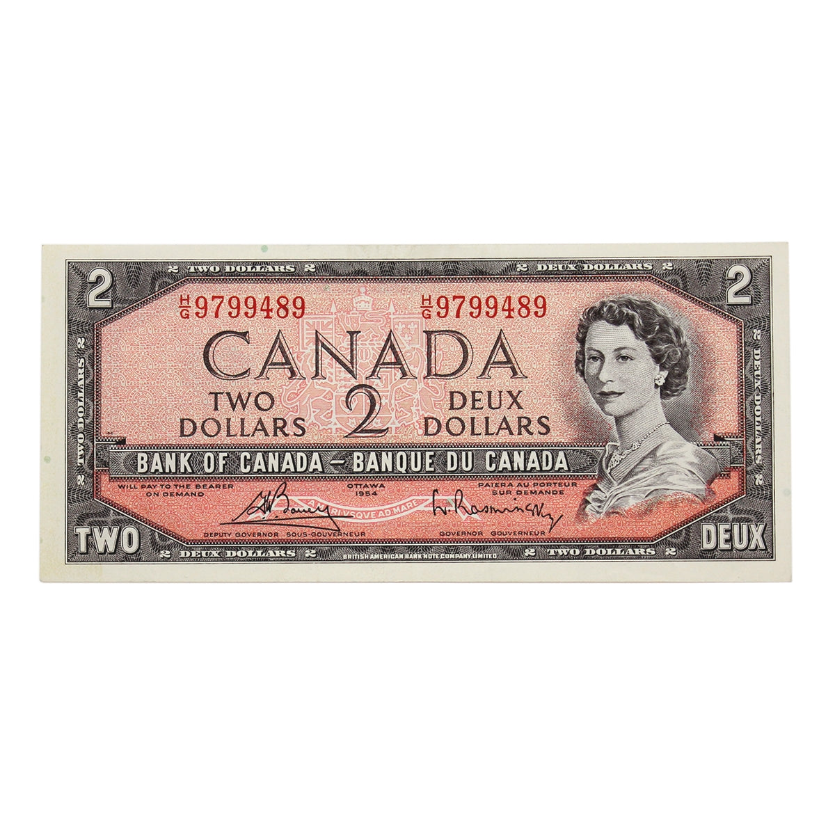 BC-38c 1954 Canada $2 Bouey-Rasminsky, H/G, Extra Fine (EF40)