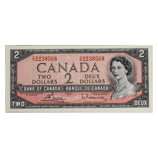 BC-38c 1954 Canada $2 Bouey-Rasminsky, I/G, EF-AU (EF45)