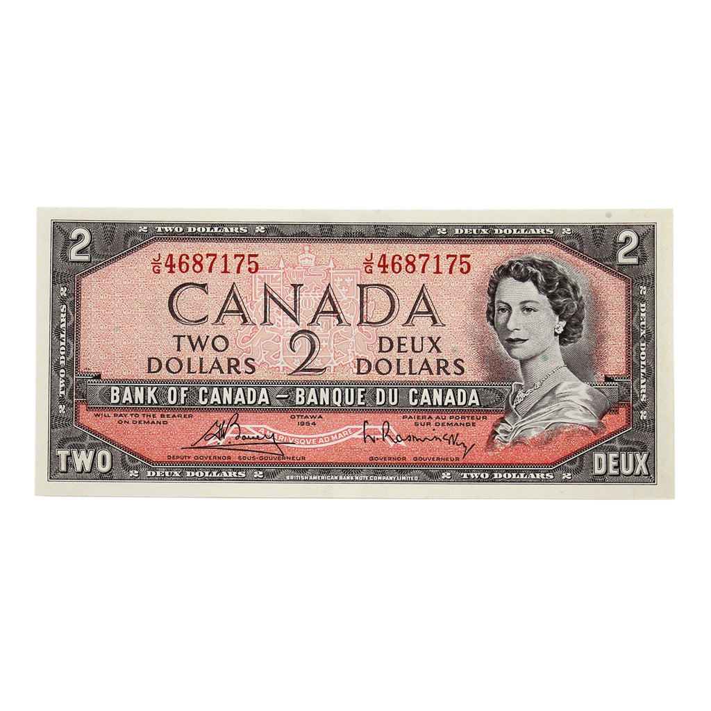 BC-38c 1954 Canada $2 Bouey-Rasminsky, J/G, Choice Uncirculated (CUNC63)