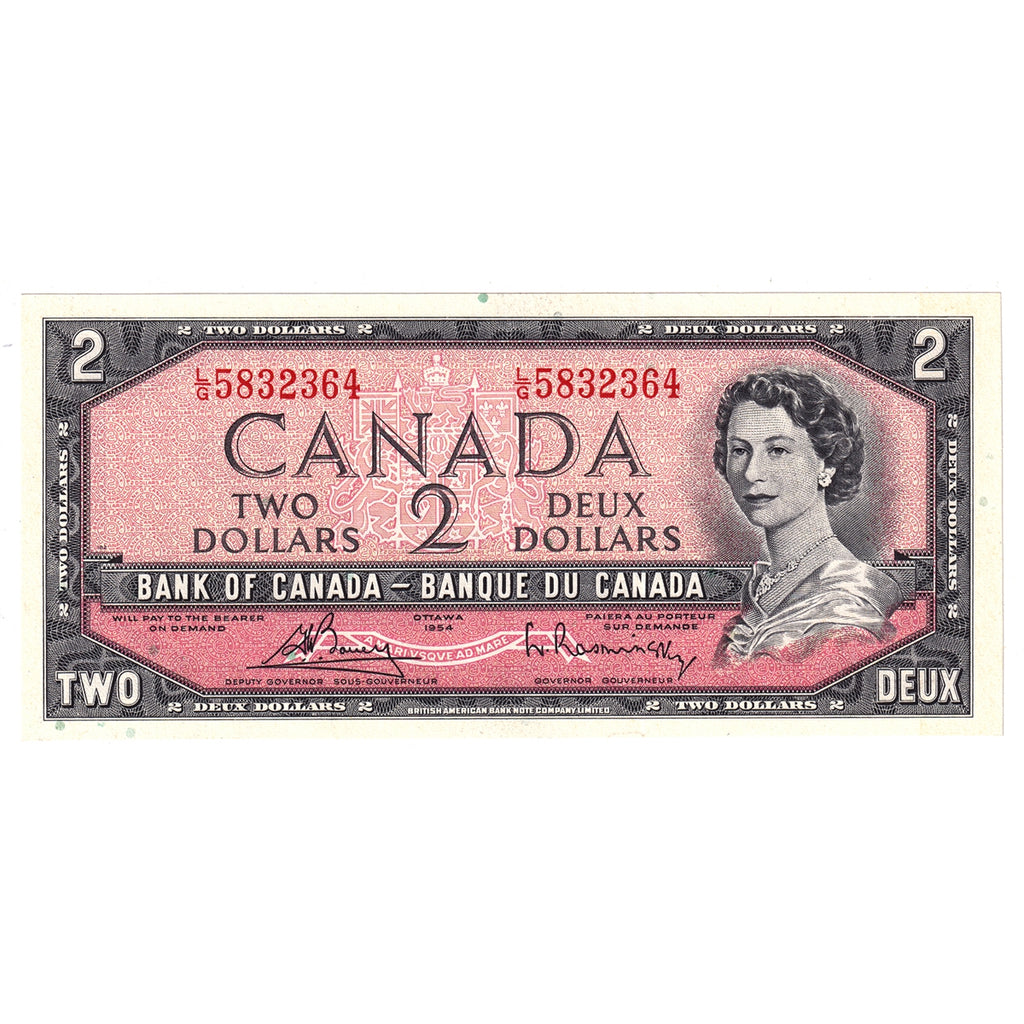 BC-38c 1954 Canada $2 Bouey-Rasminsky, L/G, CUNC