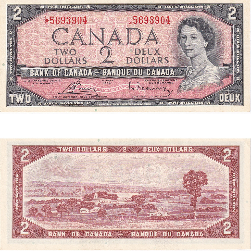 BC-38c 1954 Canada $2 Bouey-Rasminsky, L/G, EF