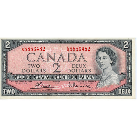 BC-38c 1954 Canada $2 Bouey-Rasminsky, L/G, EF-AU