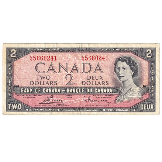 BC-38c 1954 Canada $2 Bouey-Rasminsky, L/G, F-VF