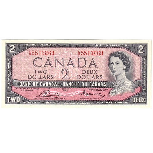 BC-38c 1954 Canada $2 Bouey-Rasminsky, L/G, UNC