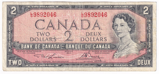 BC-38d 1954 Canada $2 Lawson-Bouey, L/G, Circ