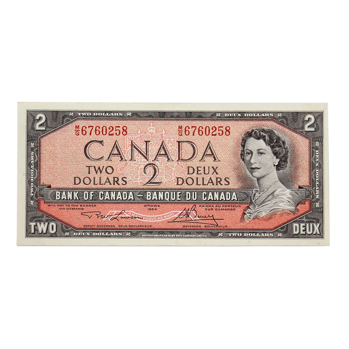 BC-38d 1954 Canada $2 Lawson-Bouey, M/G, CIRC