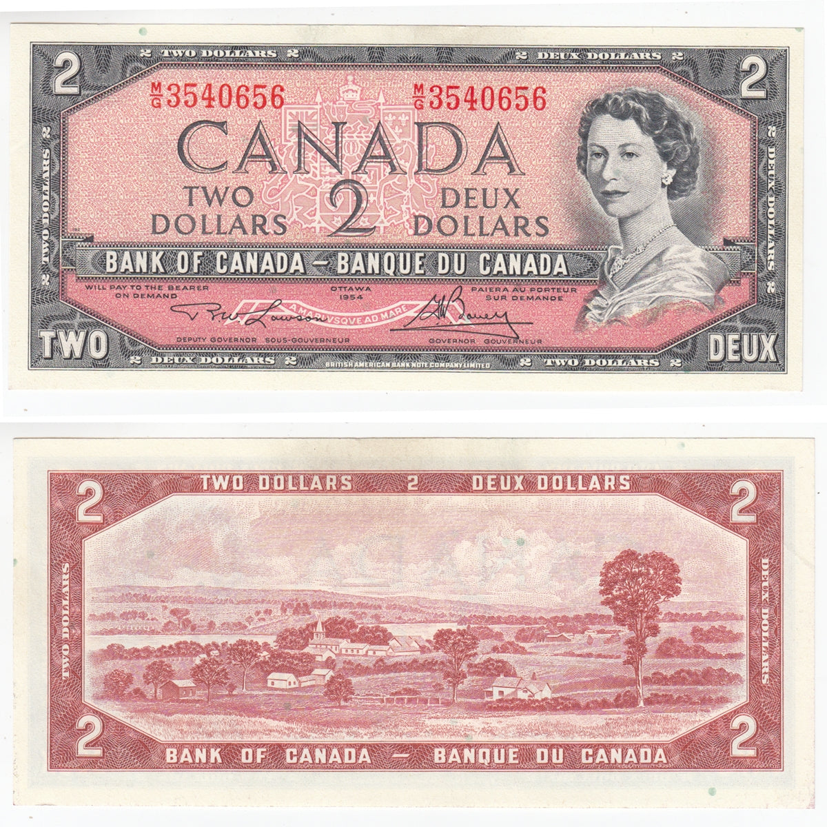 BC-38d 1954 Canada $2 Lawson-Bouey, M/G, Uncirculated (MS60)