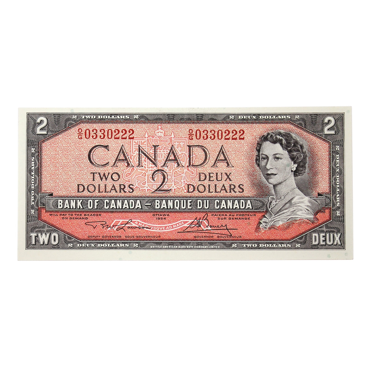 BC-38d 1954 Canada $2 Lawson-Bouey, O/G, Choice Uncirculated (CUNC63)