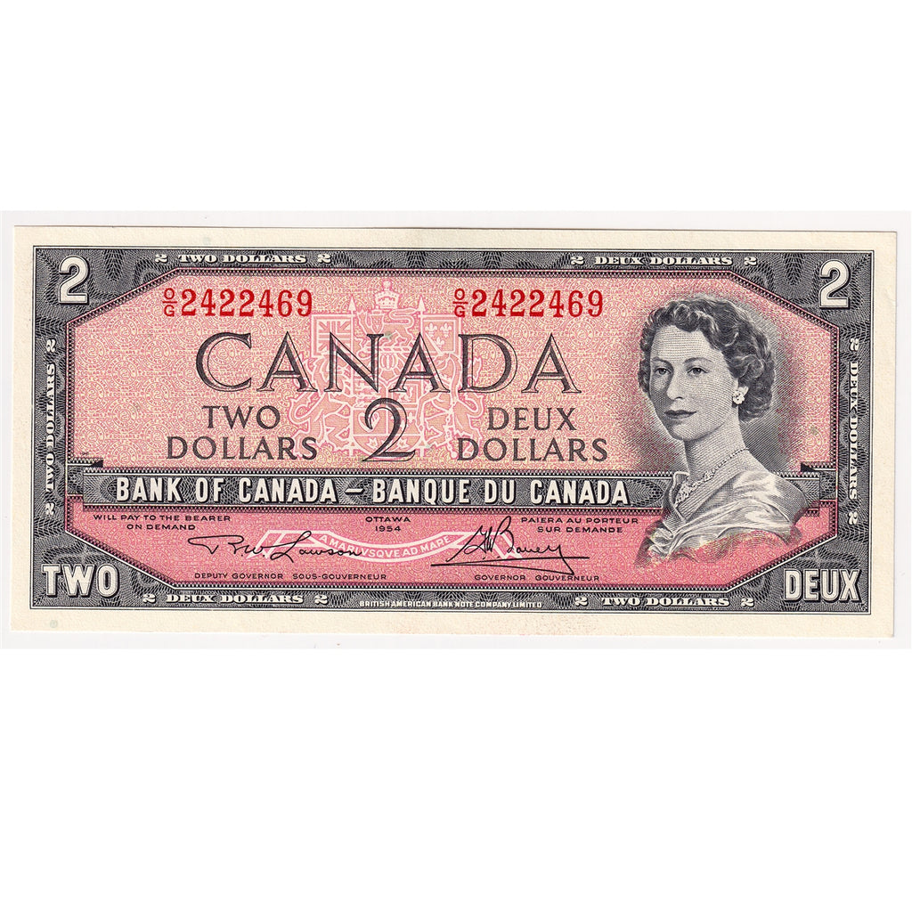 BC-38d 1954 Canada $2 Lawson-Bouey, O/G, Uncirculated (MS60)