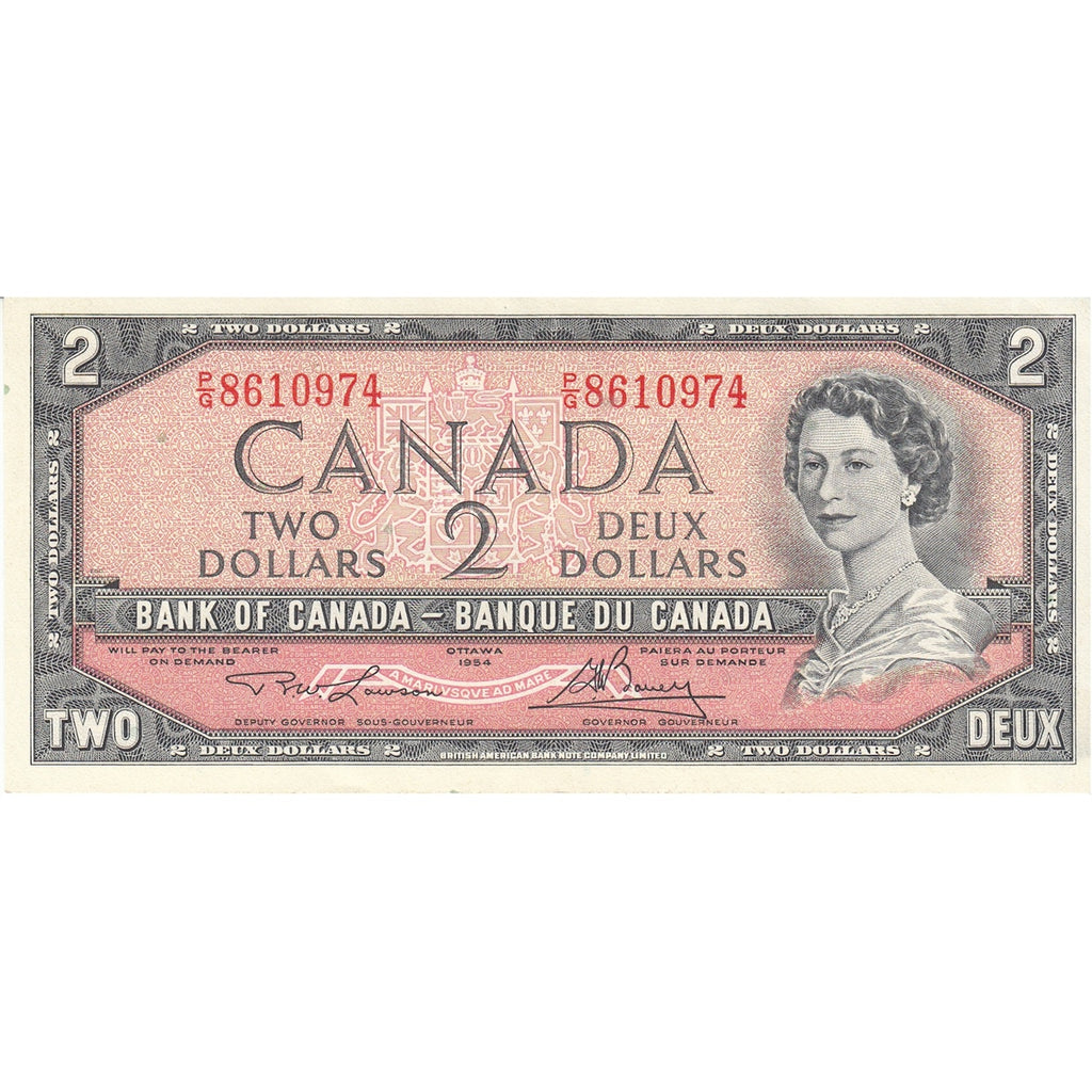 BC-38d 1954 Canada $2 Lawson-Bouey, P/G, Almost Uncirculated (AU50)