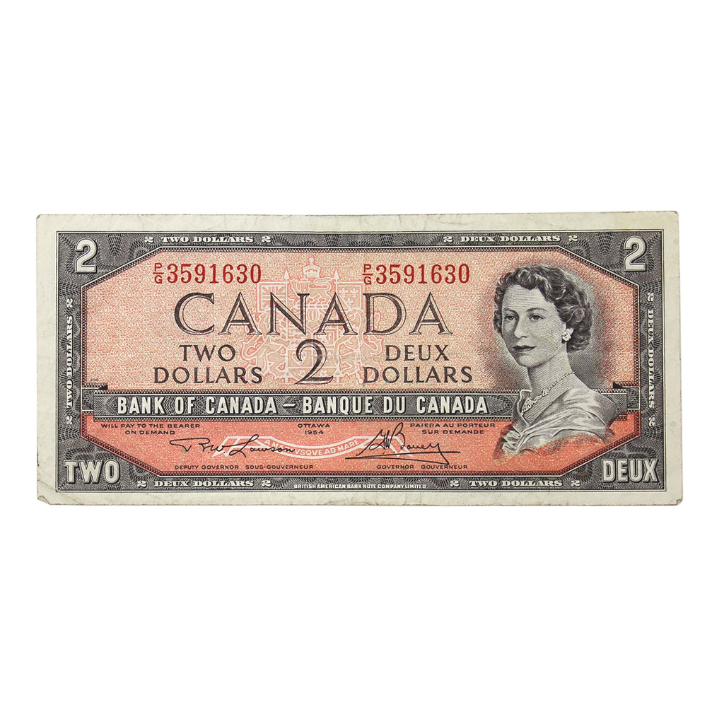 BC-38d 1954 Canada $2 Lawson-Bouey, P/G, CIRC