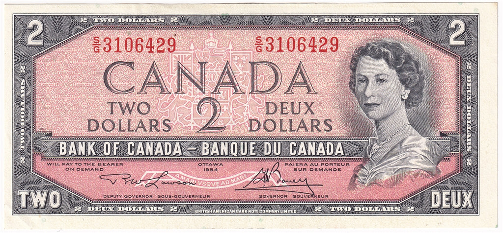 BC-38d 1954 Canada $2 Lawson-Bouey, S/G, EF-AU (EF45)