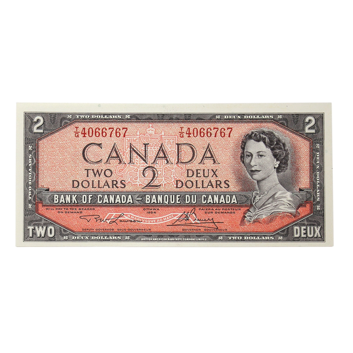BC-38d 1954 Canada $2 Lawson-Bouey, T/G, Choice Uncirculated (CUNC63)