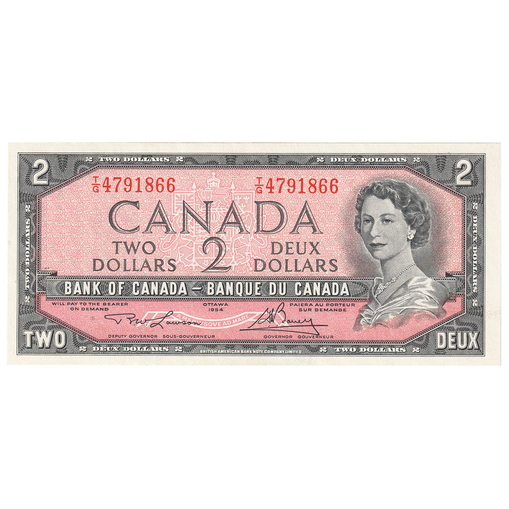 BC-38d 1954 Canada $2 Lawson-Bouey, T/G, Uncirculated (MS60)