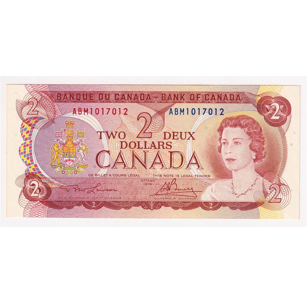 BC-47a-i 1974 Canada $2 Lawson-Bouey, ABM, Uncirculated (MS60)