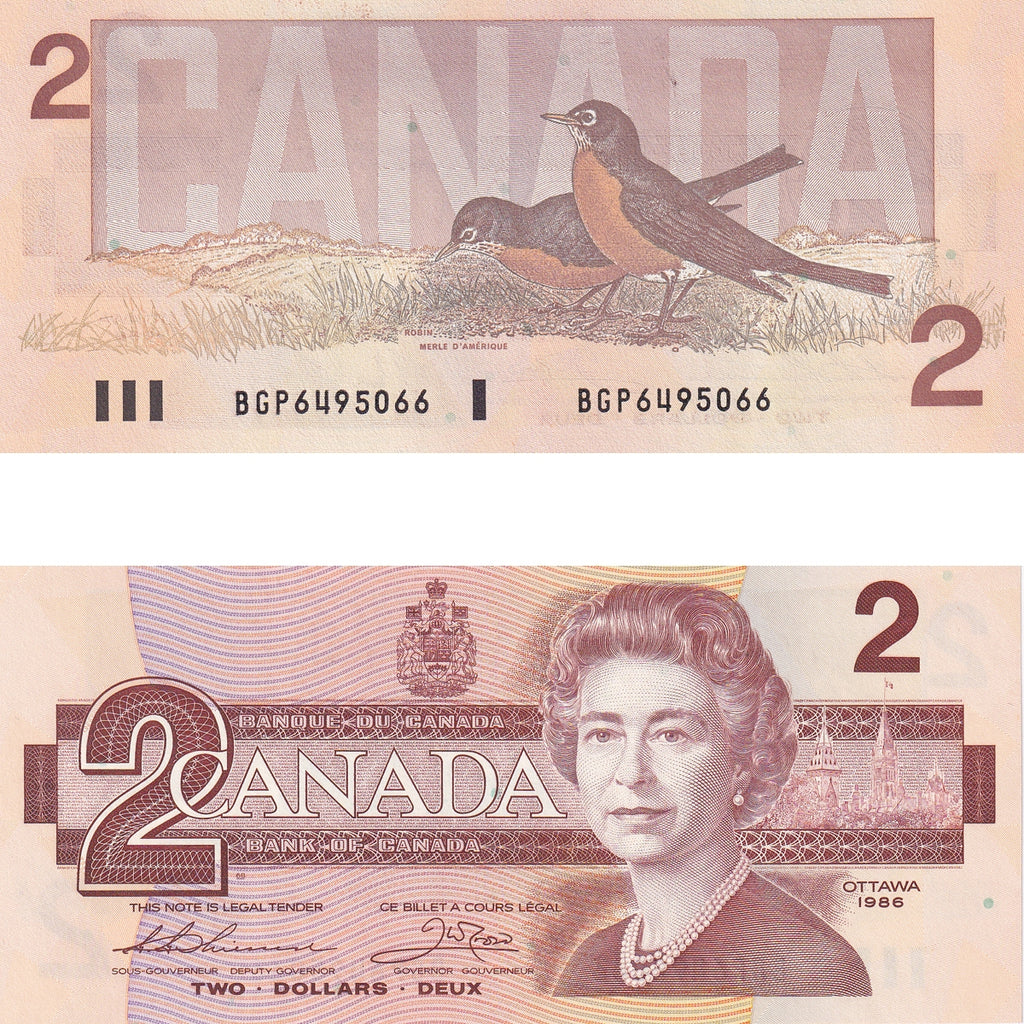 BC-55b 1986 Canada $2 Thiessen-Crow, BGP, AU-UNC (AU55)