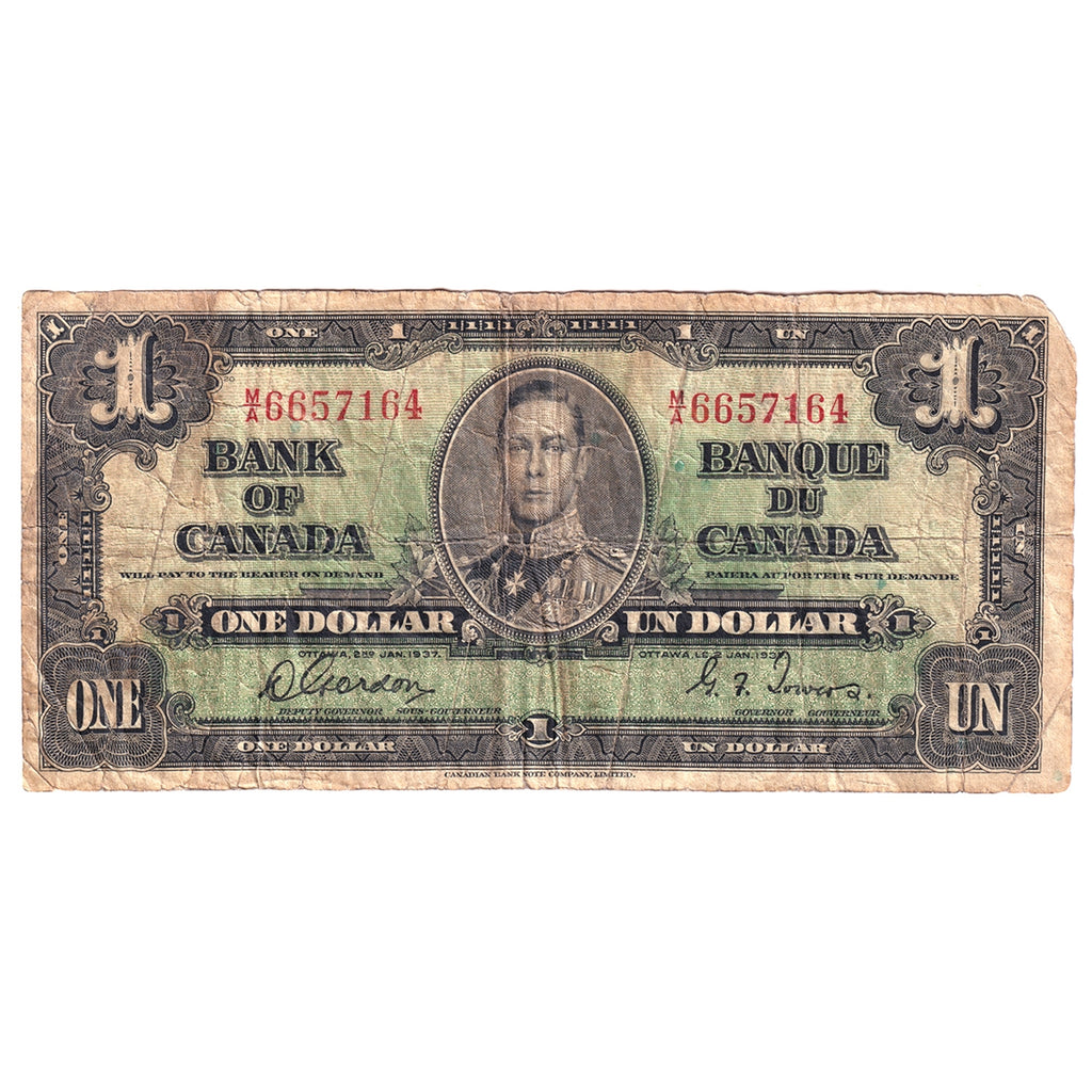 BC-21c 1937 Canada $1 Gordon-Towers, M/A, Circ