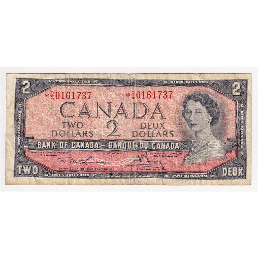 BC-38dA 1954 Canada $2 Lawson-Bouey, *O/G, Fine (F12)