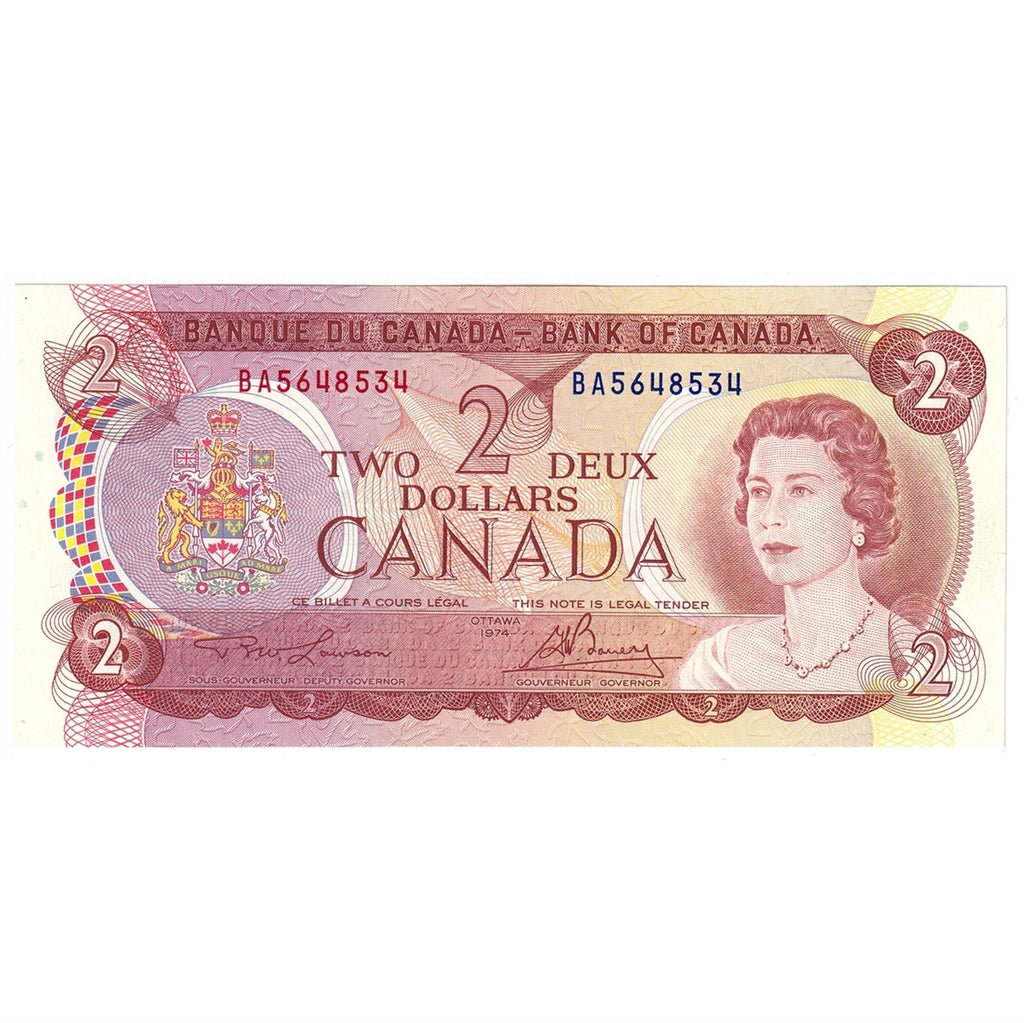 BC-47a 1974 Canada $2 Lawson-Bouey, BA, Choice Uncirculated (MS63)