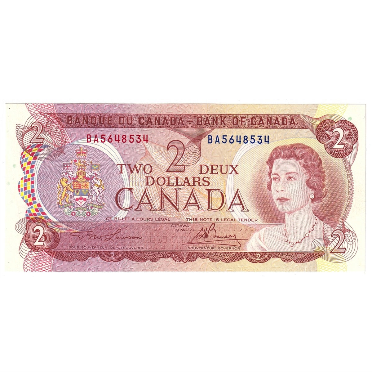 BC-47a 1974 Canada $2 Lawson-Bouey, BA, Choice Uncirculated (MS63)