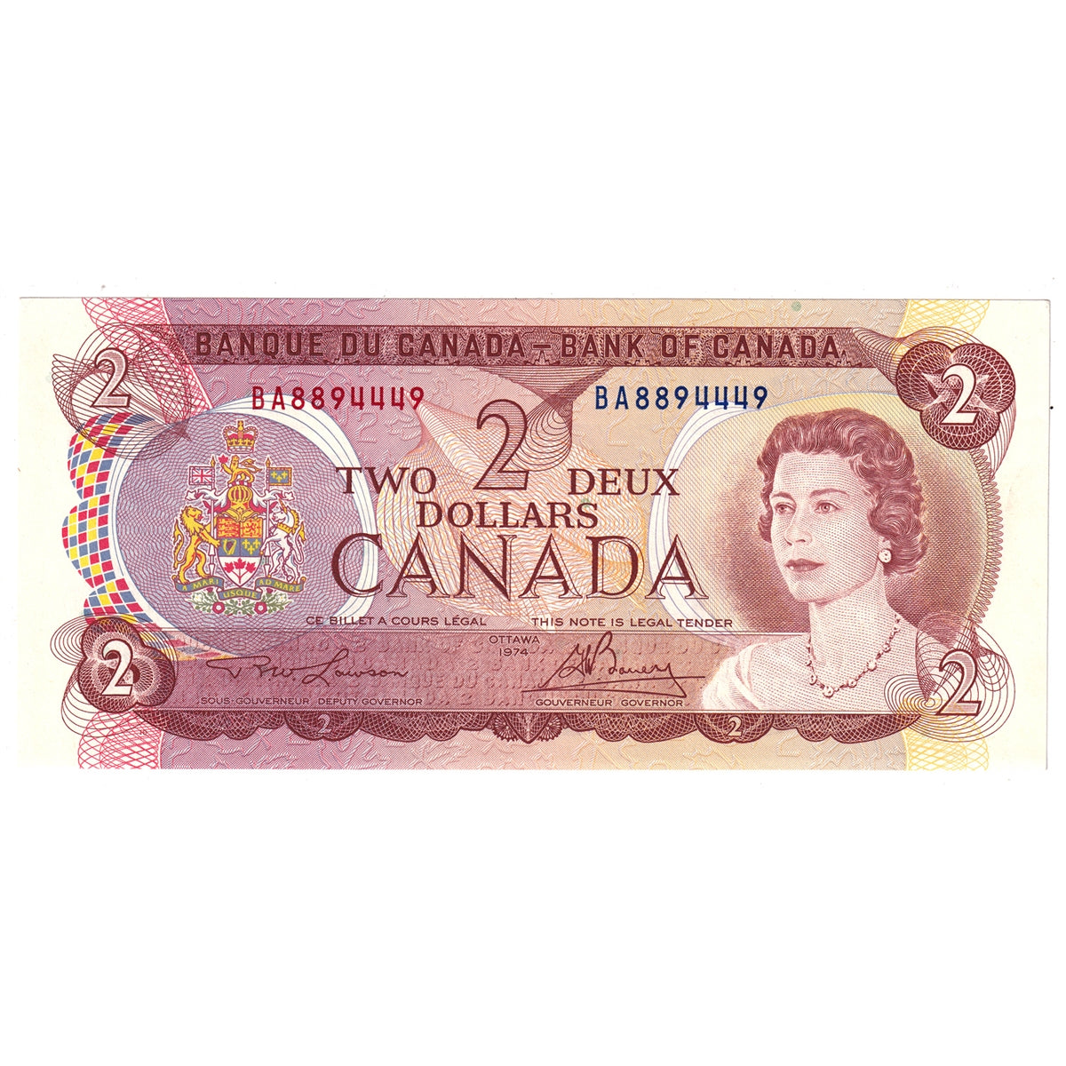 BC-47a 1974 Canada $2 Lawson-Bouey, BA, Uncirculated (MS60)