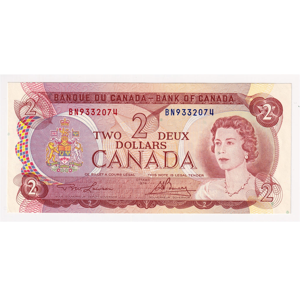 BC-47a 1974 Canada $2 Lawson-Bouey, BN, AU-UNC (AU55)