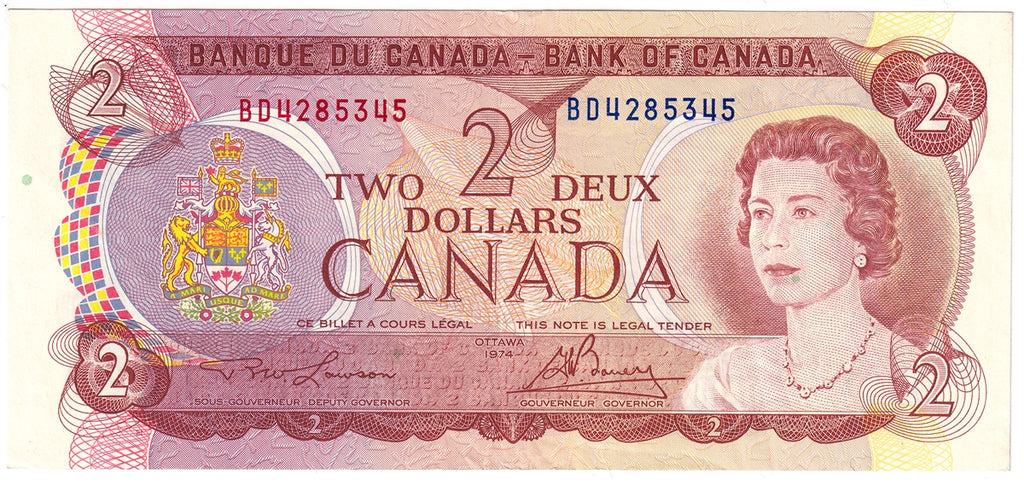 BC-47a 1974 Canada $2 Lawson-Bouey, BD, EF-AU (EF45)