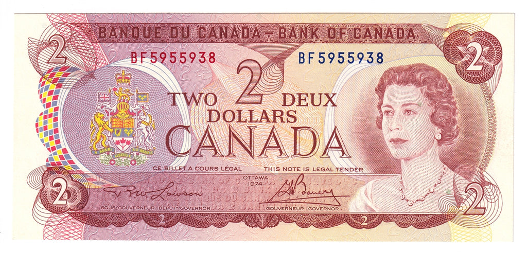BC-47a 1974 Canada $2 Lawson-Bouey, BF, Choice Uncirculated (CUNC63)